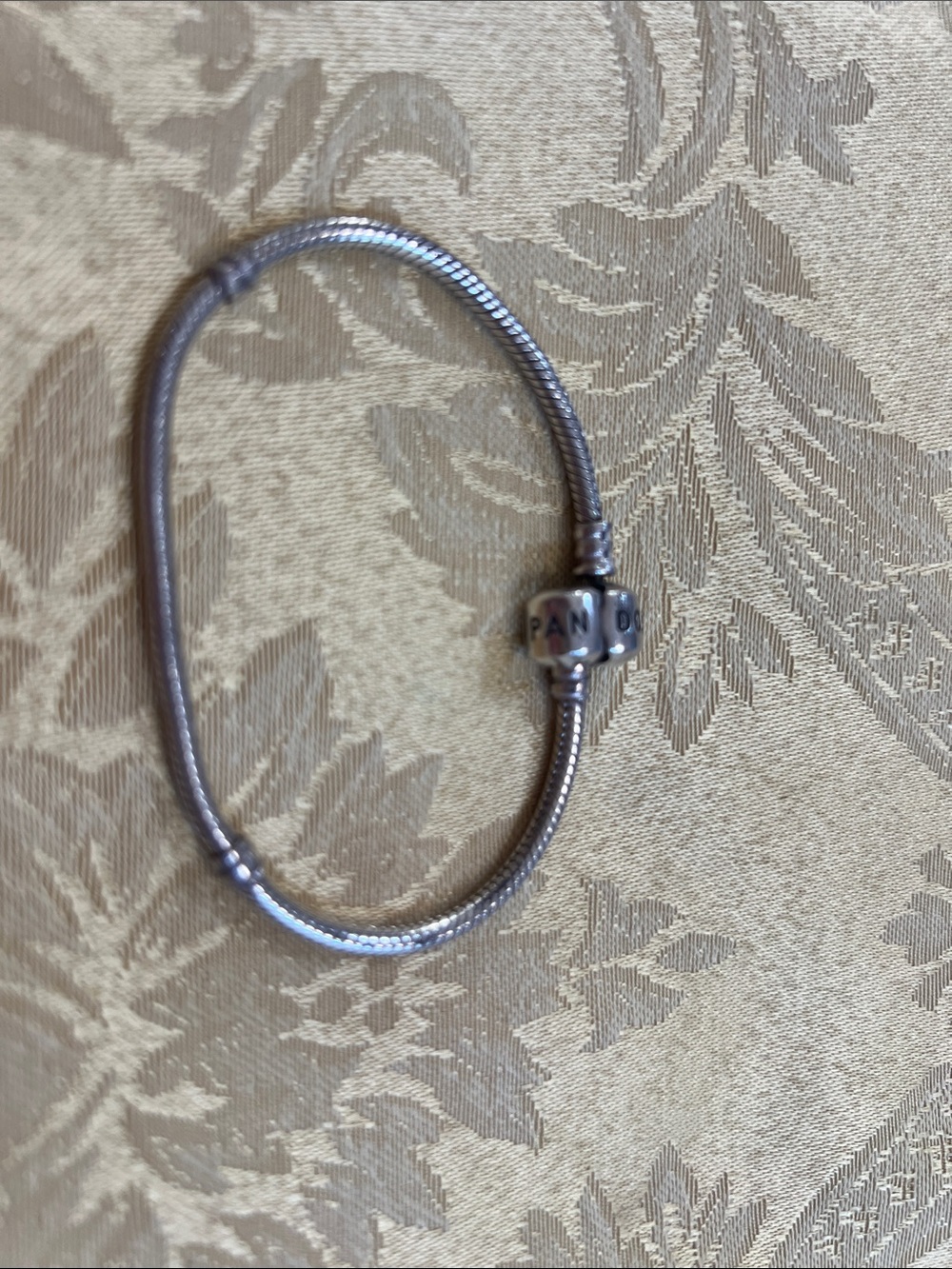 Retired Pandora Moments Sterling Silver Snake Chain Bracelet  with barrel clasp